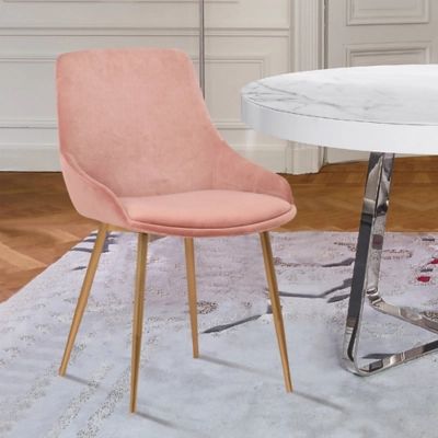 Heidi Blush Velvet Dining Accent Chair, Pink