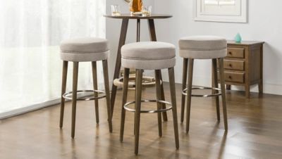 Jennifer Taylor Home Vesper 30" Round Backless Bar Stool, Country Gray Linen, Country Gray