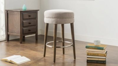 Jennifer Taylor Home Vesper 26" Round Backless Counter Height Bar Stool, Country Gray Linen