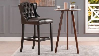 Jennifer Taylor Home Richmond 30" Armless Wingback Tufted Bar Stool, Vintage Brown Faux Leather