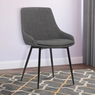 Mia Dining Chair in Charcoal Fabric with Black Powder Coated Metal Legs