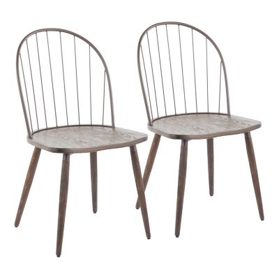 LumiSource Riley High Back Chair - Set of 2, Brown