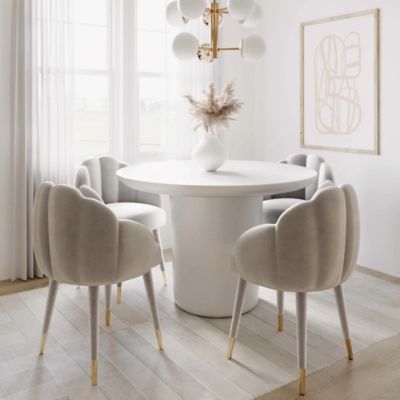 TOV Furniture Gardenia Velvet Dining Chair, Light Gray