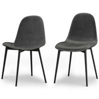 Simpli Home Alpine Mid Century Modern Dining Chair (Set of 2) in Velvet Fabric