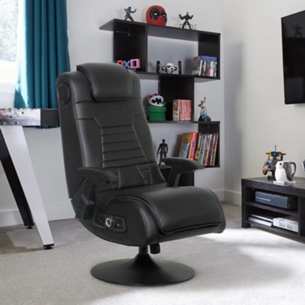X Rocker Pro Series+ Pedestal 2.1 Dual Audio Video Gaming Chair, Black