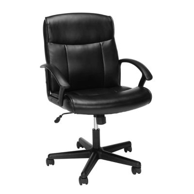 OFM Essentials Mid-Back Leather Chair Leather, Black