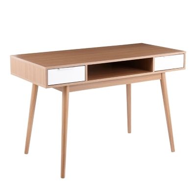 LumiSource Pebble Double Desk, Brown