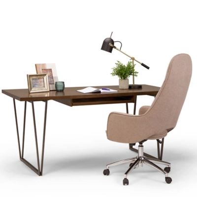 Simpli Home Ryder 66" Wooden Office Desk, Brown