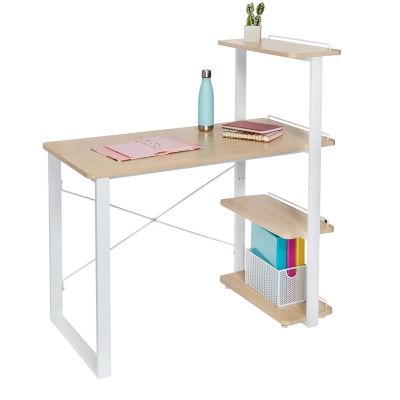 Honey-Can-Do Home Office Computer Desk with 3 Shelves, White