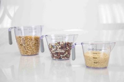 Home Accents 3-Piece Measuring Cup with Rubber Grip, Clear
