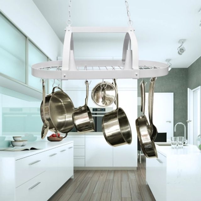 Elegant Designs Slate Gray 2 Light Kitchen Pot Rack with Downlights