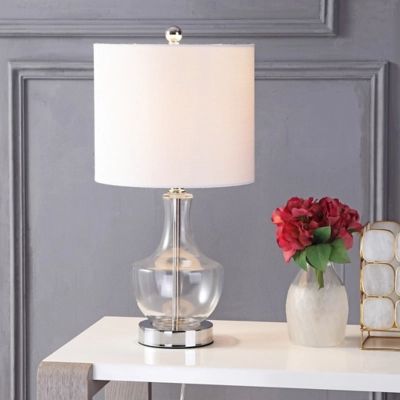 JONATHAN Y Colette 20" Mini Glass LED Table Lamp, Clear, Clear/White