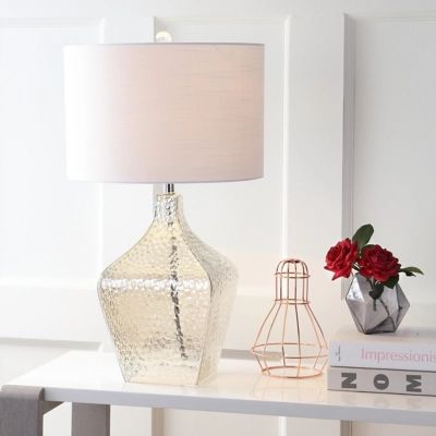 JONATHAN Y Jane 26" Glass LED Table Lamp, Clear, Clear/Black/White
