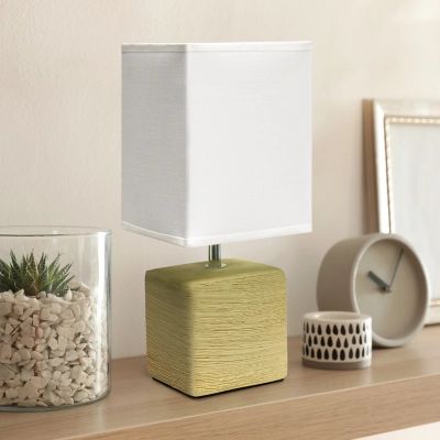 Simple Designs Petite Faux Stone Table Lamp with Fabric Shade