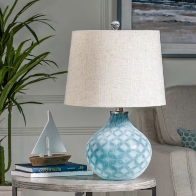 Element 22" Glass Table Lamp, Blue