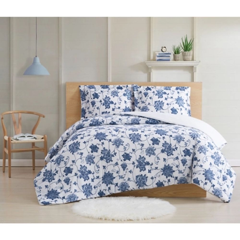 Ashley Cottage Classics Estate Bloom 3 Piece King Comforter Set, Blue |  MainPlace Mall