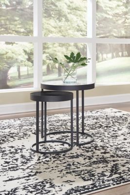 Windron Nesting End Table (Set of 2), Black/White