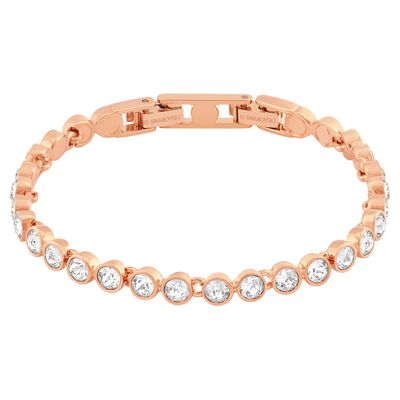 Swarovski Tennis Bracelet, White, Rose-gold tone plated
