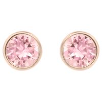 Swarovski Solitaire pierced earrings, Pink, Rose-gold tone plated