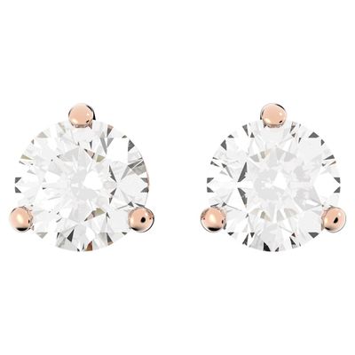 Swarovski Solitaire stud earrings, White, Rose gold-tone plated