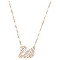 Swarovski Swan necklace, Swan, White, Rose gold-tone plated