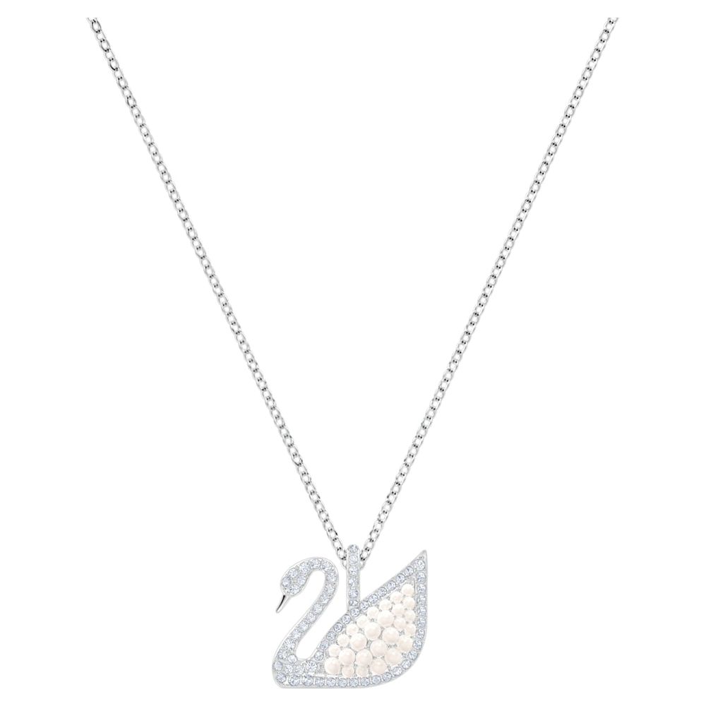 Swarovski Iconic Swan Pendant, White, Rhodium plated