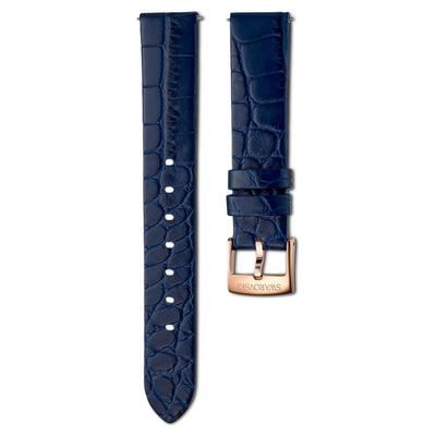 Swarovski 17mm Watch strap, Leather with stitching, Blue