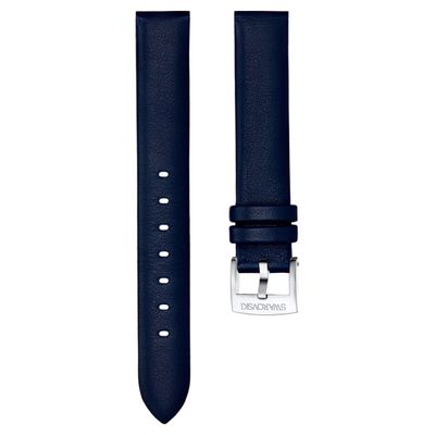 Swarovski 14mm Watch strap, Leather, Blue, Stainless Steel