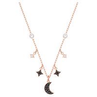 Swarovski Symbolic Moon Necklace, Black, Rose-gold tone plated