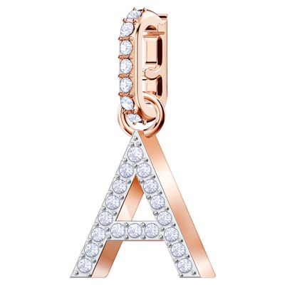 Swarovski Remix Collection Charm A, White, Rose-gold tone plated