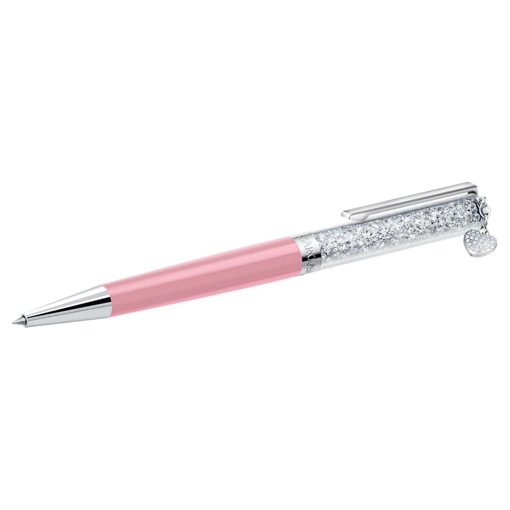 Swarovski Crystalline ballpoint pen, Heart, Pink, Chrome plated