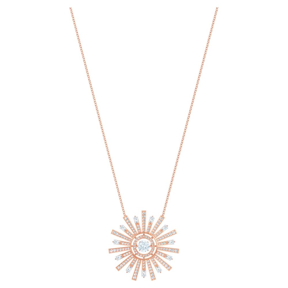 Swarovski Sunshine Necklace, White, Rose-gold tone plated