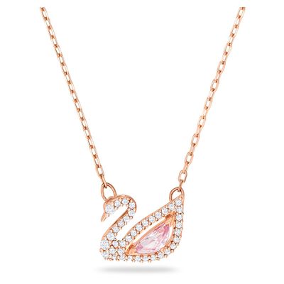 Swarovski Dazzling Swan necklace, Swan, Pink, Rose gold-tone plated