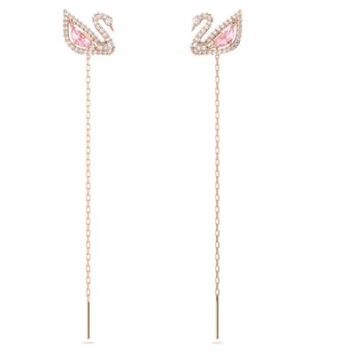 Swarovski Dazzling Swan earrings, Swan, Pink, Rose gold-tone plated