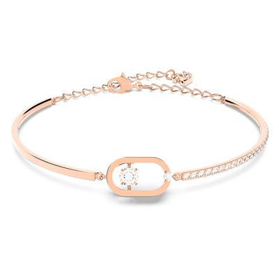 Swarovski Sparkling Dance Oval bracelet, White, Rose gold-tone plated