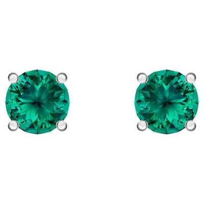 Swarovski Attract Stud Pierced Earrings, Green, Rhodium plated
