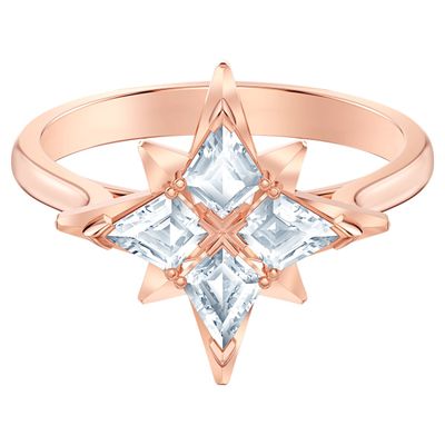 Swarovski Symbolic ring, Star, 60, White, Rose-gold tone plated