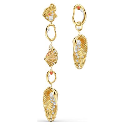 Swarovski Shell Angel pierced earrings, Shell, Multicolored, Gold-tone plated