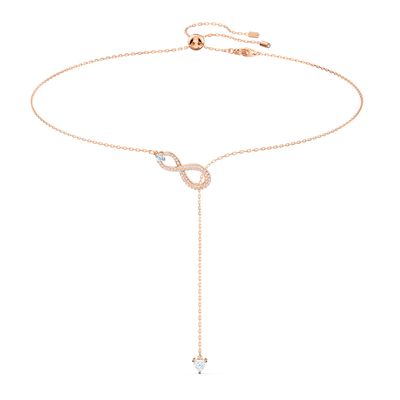 Swarovski Infinity Y necklace, Infinity, White, Rose gold-tone plated