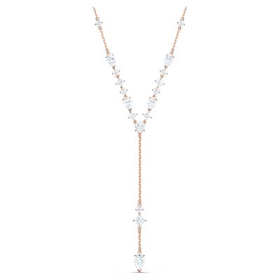 Swarovski Attract Y necklace, White, Rose gold-tone plated