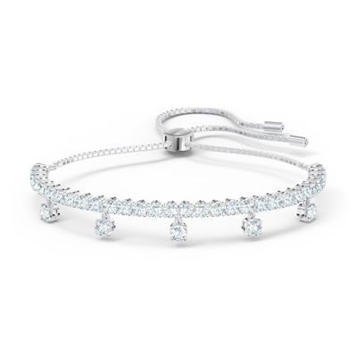 Swarovski Subtle Drops bracelet, White, Rhodium plated