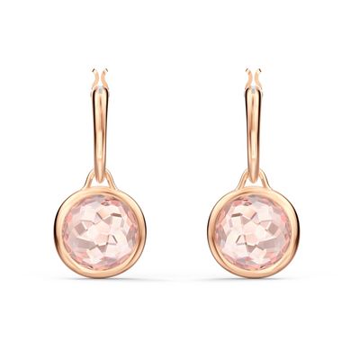Swarovski Tahlia hoop earrings, Round, Pink, Rose gold-tone plated