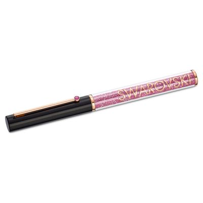 Swarovski Crystalline Gloss ballpoint pen, Black and pink, Rose gold-tone plated