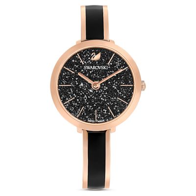 Swarovski Crystalline Delight watch, Metal bracelet, Black, Rose-gold tone PVD