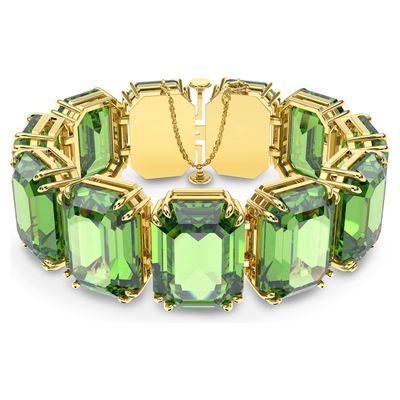 Swarovski Millenia bracelet, Octagon cut crystals, Green, Gold-tone plated
