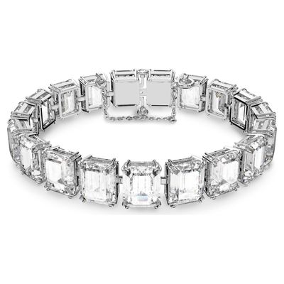 Swarovski Millenia bracelet, Small octagon cut crystals, White, Rhodium plated