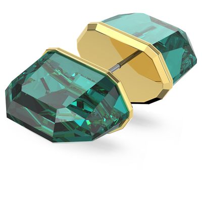 Swarovski Lucent stud earring, Single, Green, Gold-tone plated