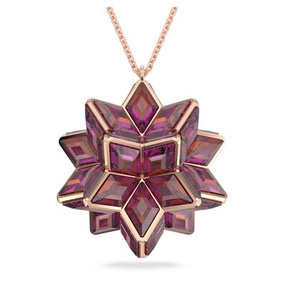 Swarovski Curiosa pendant, Geometric crystals, Pink, Rose-gold tone plated