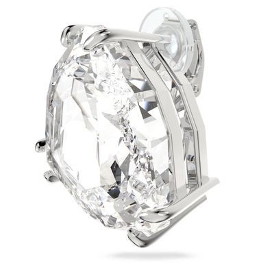 Swarovski Mesmera clip earring, Single, Triangle cut crystal, White, Rhodium plated