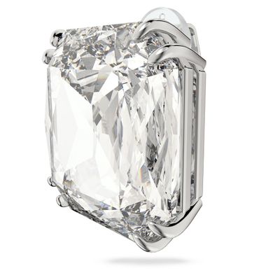 Swarovski Mesmera clip earring, Single, Square cut crystal, White, Rhodium plated